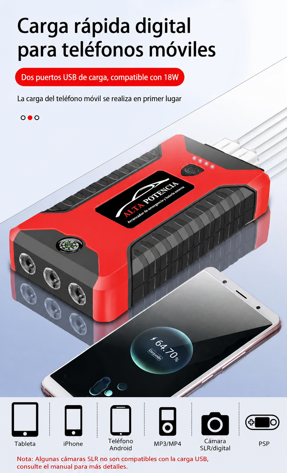 Arrancador de Coche 4 en 1 con Compresor de Aire y Power Bank