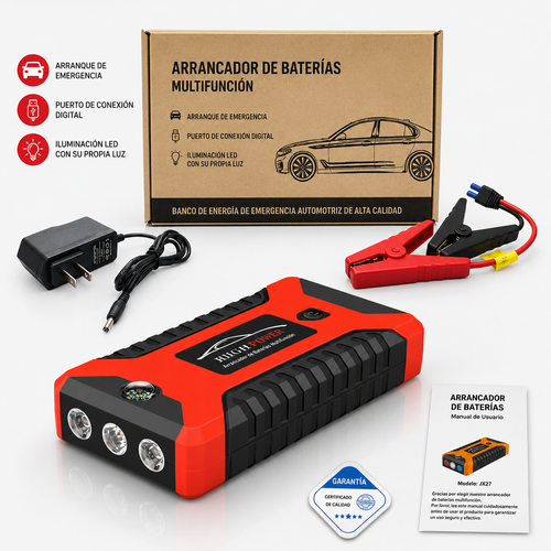 Arrancador de Coche 4 en 1 con Compresor de Aire y Power Bank