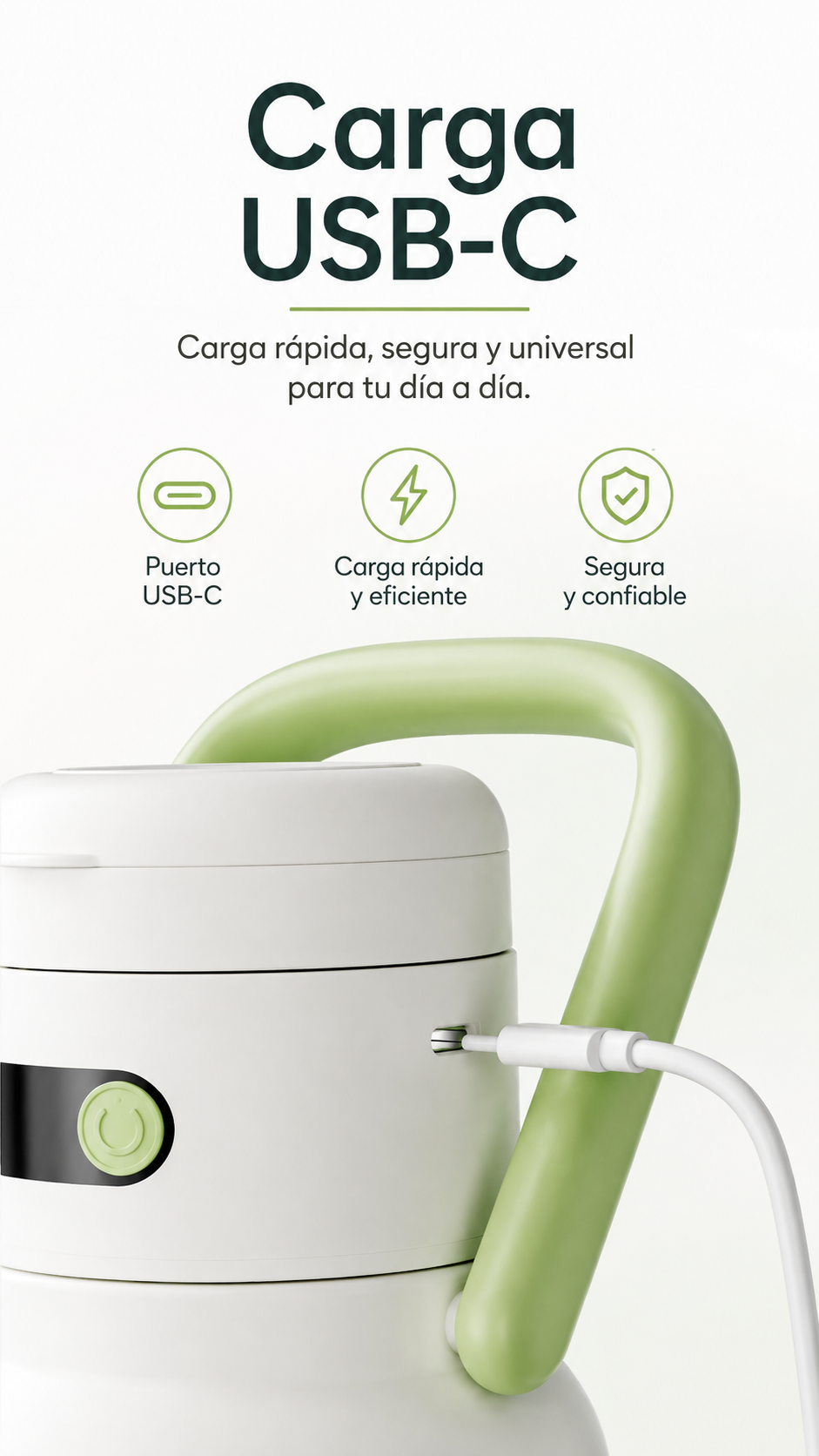 Licuadora Portátil Recargable USB-C de 975 ml – Fácil de Limpiar, Ideal para Frutas y Verduras