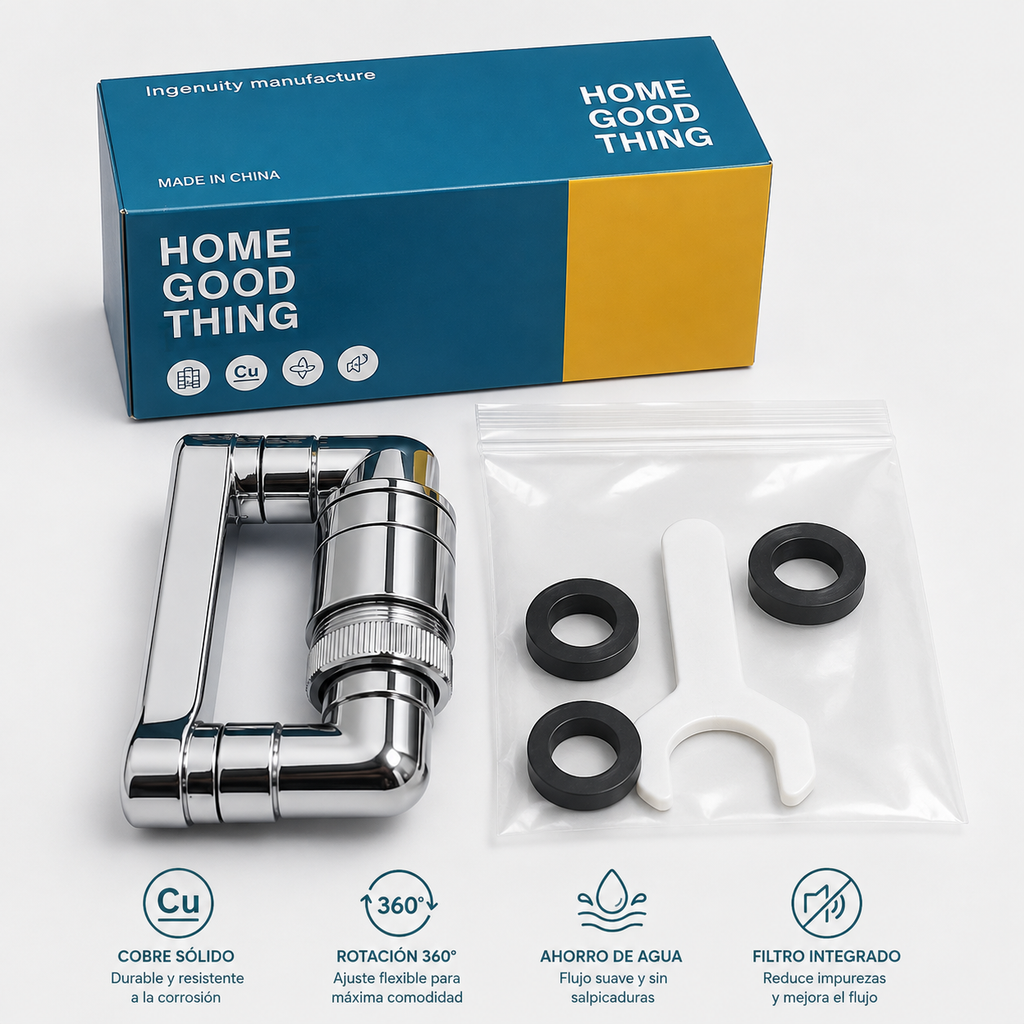 Extensor de Grifo Giratorio 1080° – Difusor Universal para Cocina y Baño con Adaptador 22/24mm