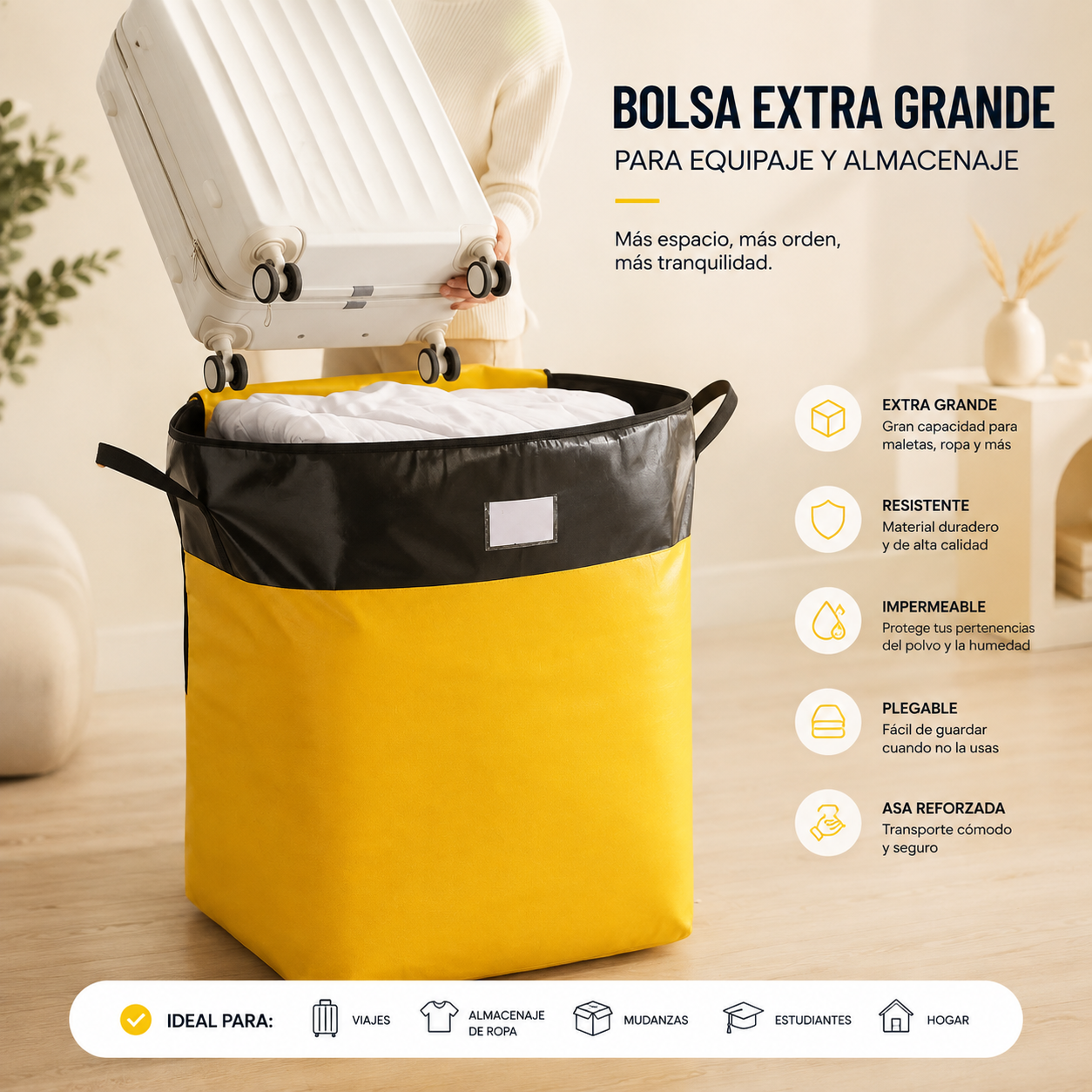 Bolsa de Almacenamiento y Mudanza de Gran Capacidad, Resistente e Impermeable
