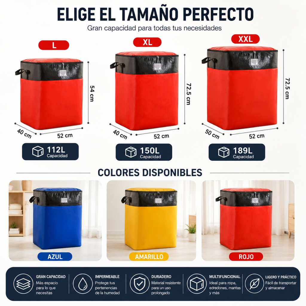 Bolsa de Almacenamiento y Mudanza de Gran Capacidad, Resistente e Impermeable