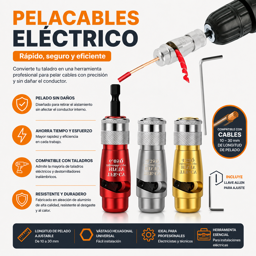 Pelacables para Taladro – Herramienta de Pelado Rápido y Preciso