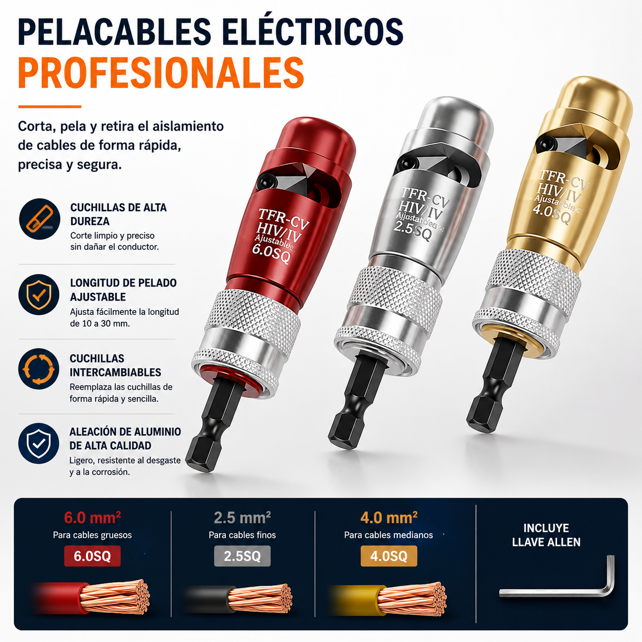 Pelacables para Taladro – Herramienta de Pelado Rápido y Preciso