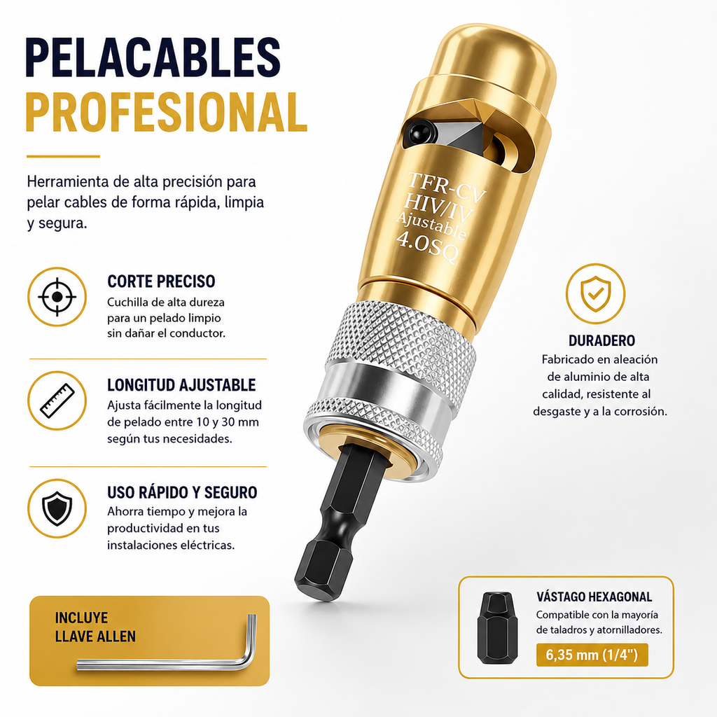 Pelacables para Taladro – Herramienta de Pelado Rápido y Preciso