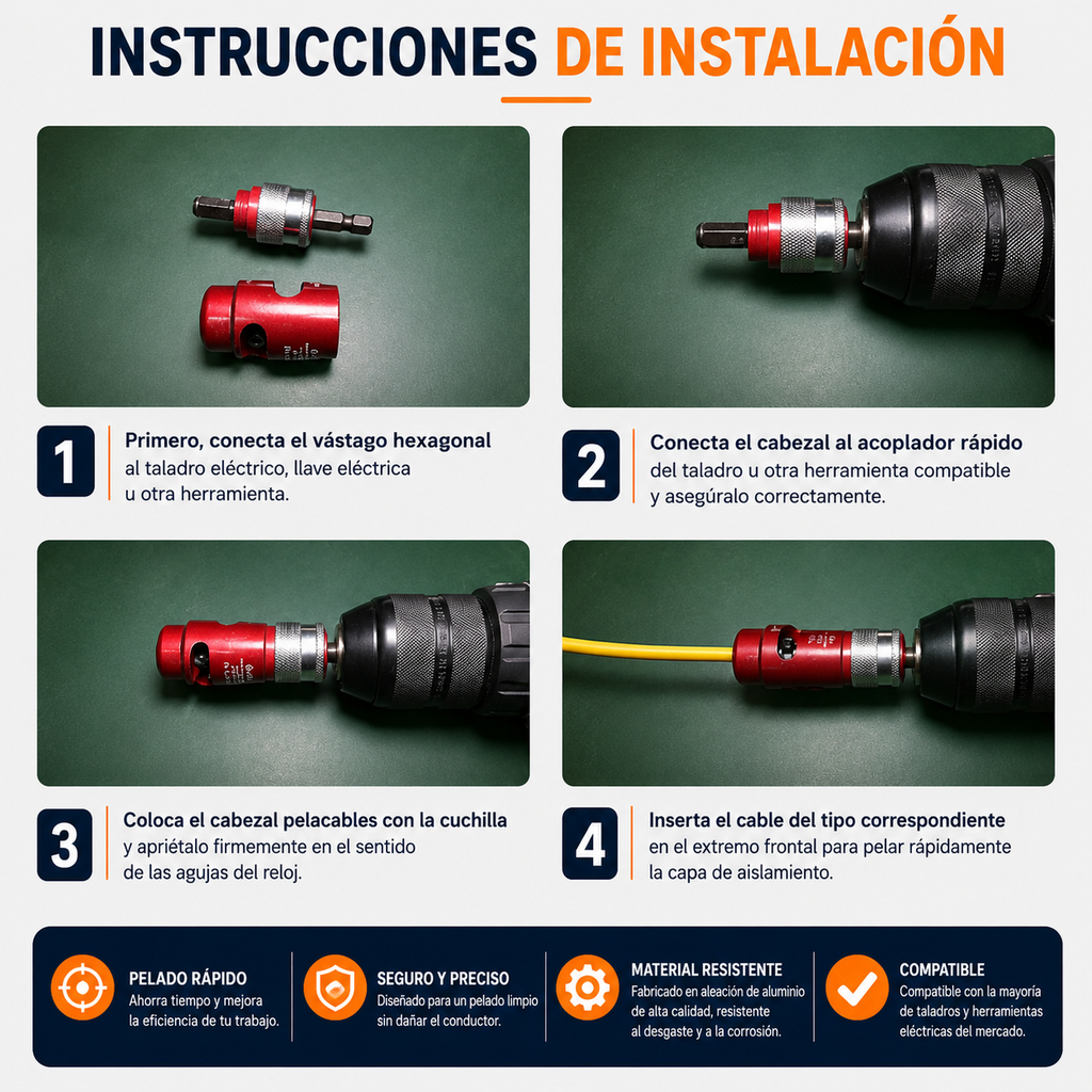 Pelacables para Taladro – Herramienta de Pelado Rápido y Preciso