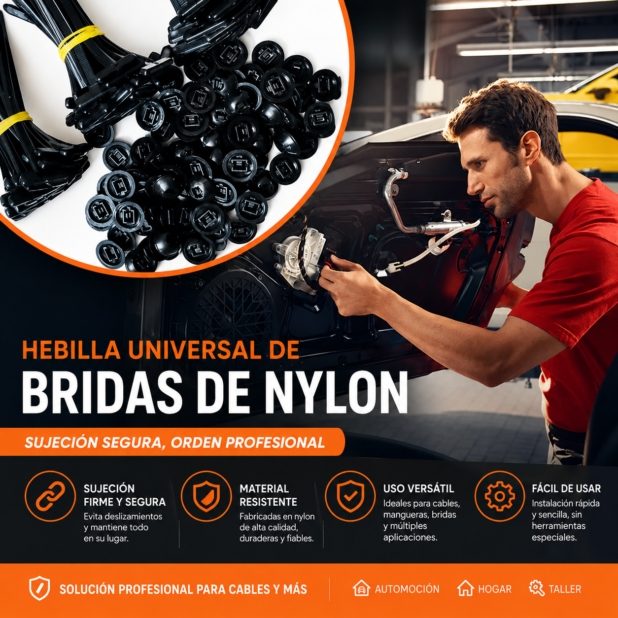 Bridas de Nylon Resistentes – Pack 500/10 uds Autoblocantes Multiusos
