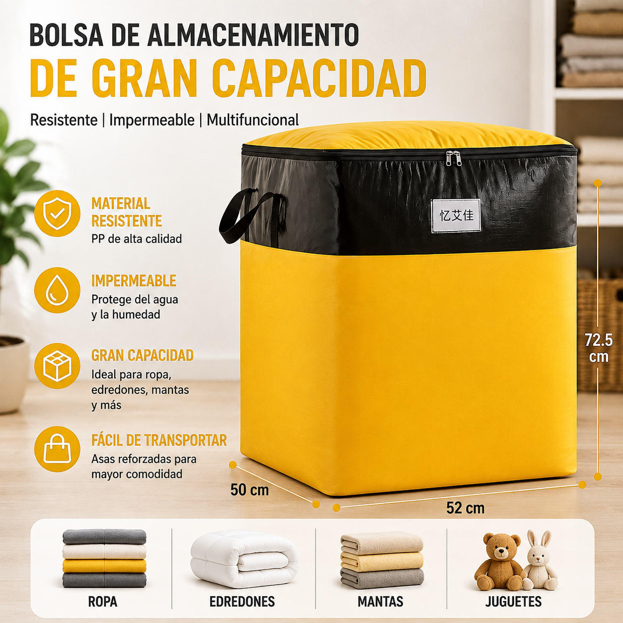 Bolsa de Almacenamiento y Mudanza de Gran Capacidad, Resistente e Impermeable
