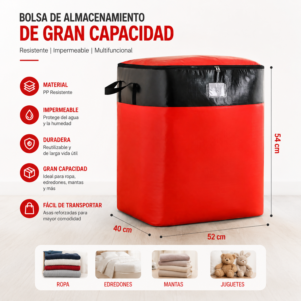 Bolsa de Almacenamiento y Mudanza de Gran Capacidad, Resistente e Impermeable