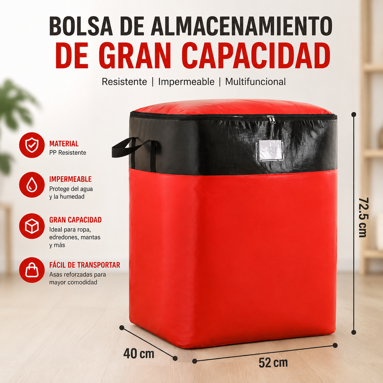 Bolsa de Almacenamiento y Mudanza de Gran Capacidad, Resistente e Impermeable